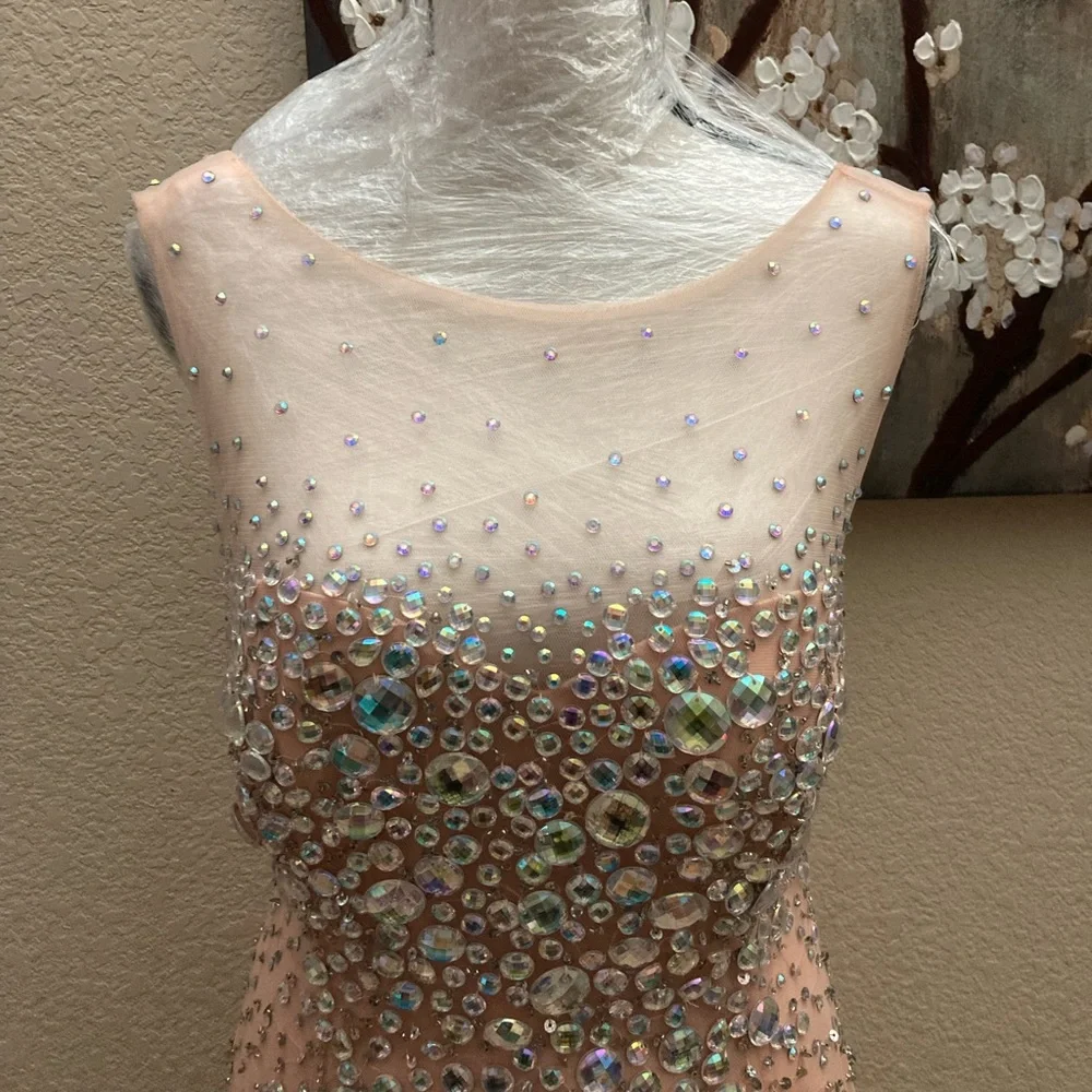 Pink Rhinestones Back Bow tie Mermaid Formal/Prom Dress - Picture 5 of 10